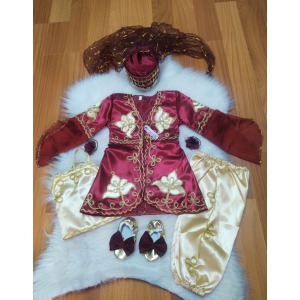 Bordo bebek bindallı takımı