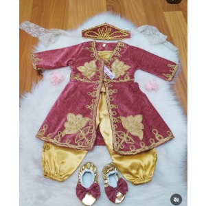 Pembe bebek kaftan takımı