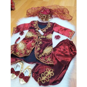 Bordo bebek bindallı takımı