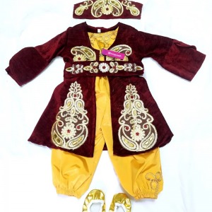 Bordo kadife kaftan takımı